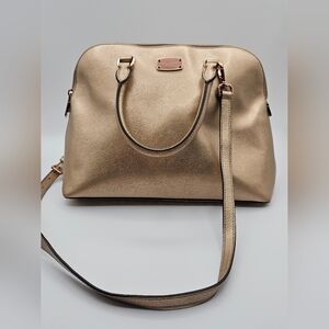 Michael Kors Cindy Large Pale Gold Dome Satchel Handbag Tote